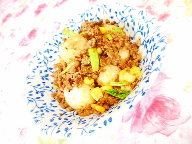 ❤里芋と豚挽肉の甘辛味噌炒め❤