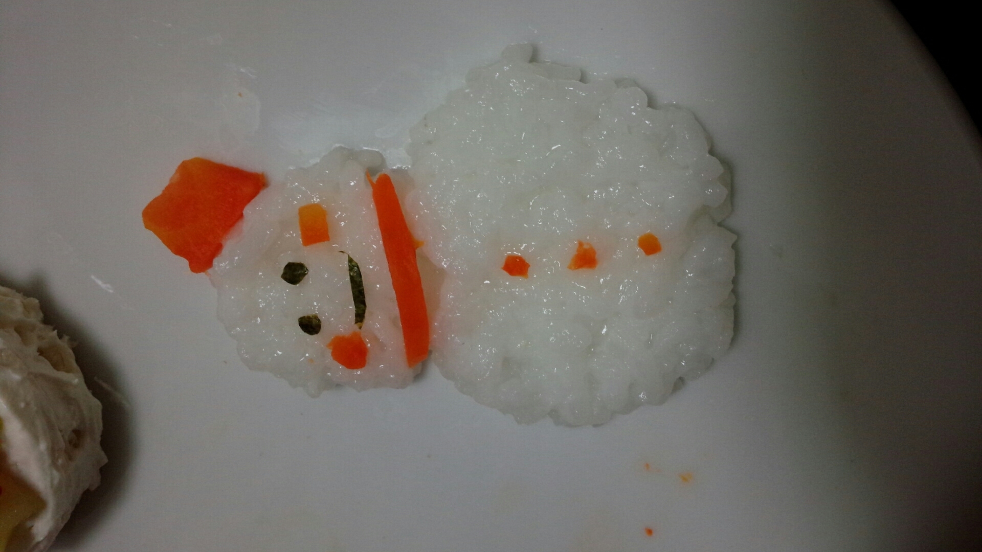 【クリスマス離乳食】お粥雪だるま