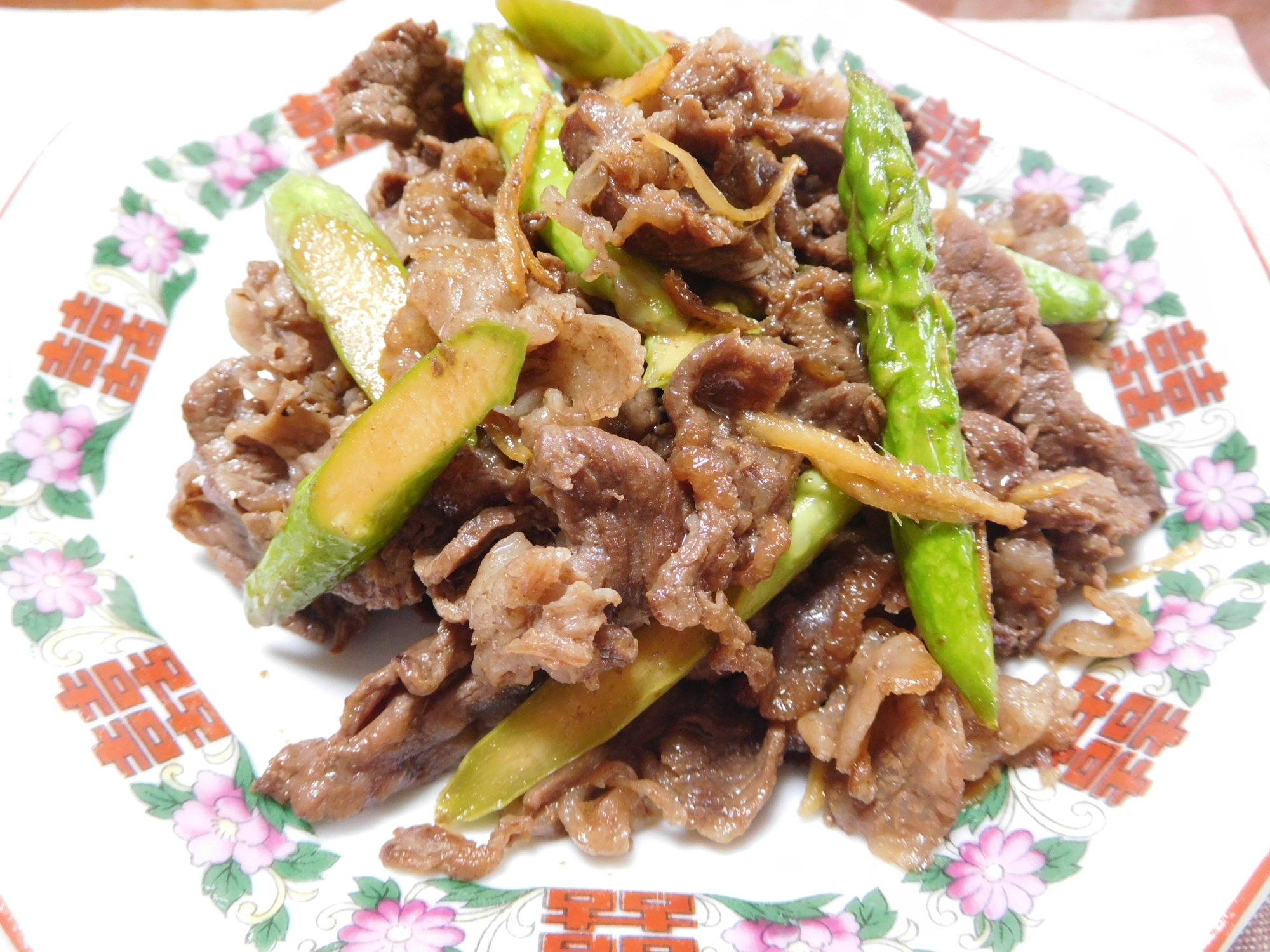 アスパラ牛肉炒め