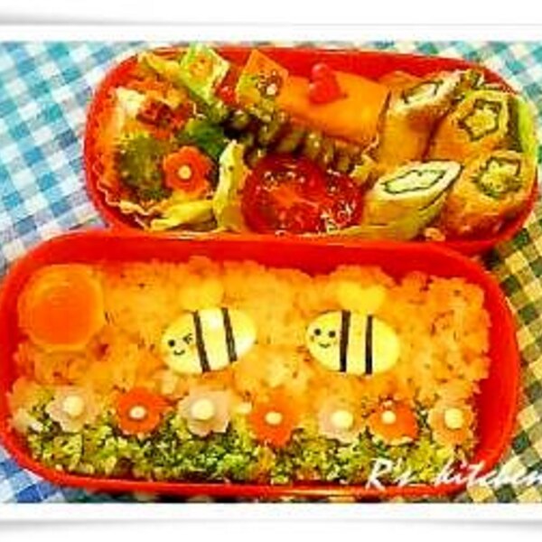 遠足弁当 お花畑とハチさん レシピ 作り方 By Ryon 楽天レシピ 遠足弁当 お花畑とハチさん レシピ 作り方 By Ryon 楽天レシピ