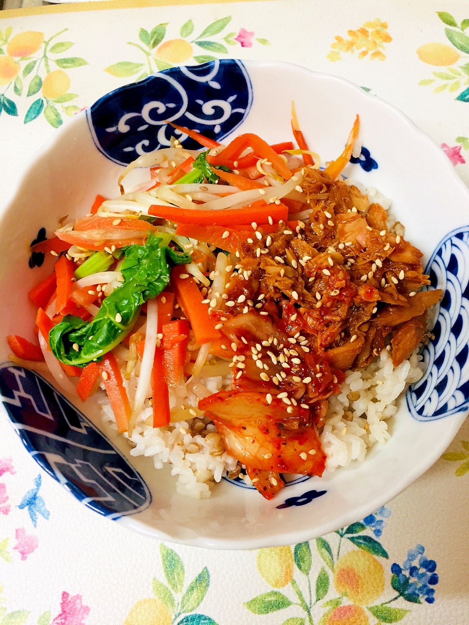 ツナ缶でヘルシービビンバ丼