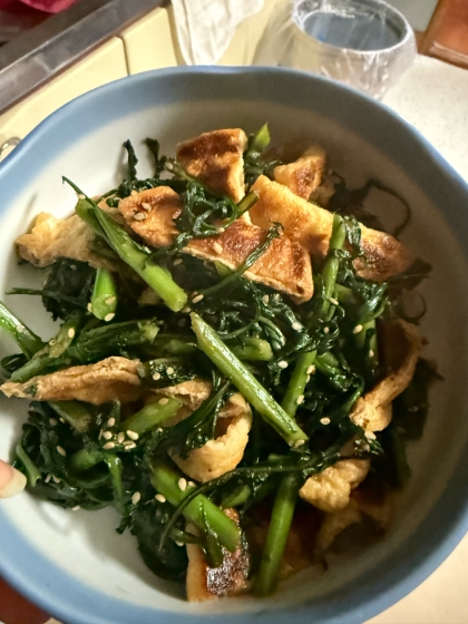 シャキシャキカリカリ☆春菊と油揚げのおひたし