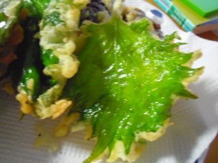 大葉の天ぷら、サクサクで美味しかったです♪
ご馳走様でした。