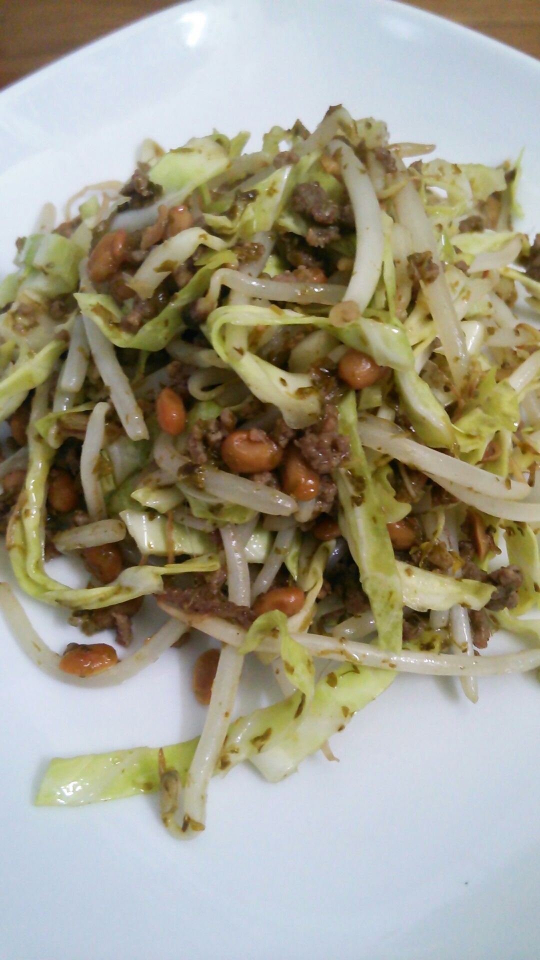 納豆と挽き肉と野菜のエスニック炒め
