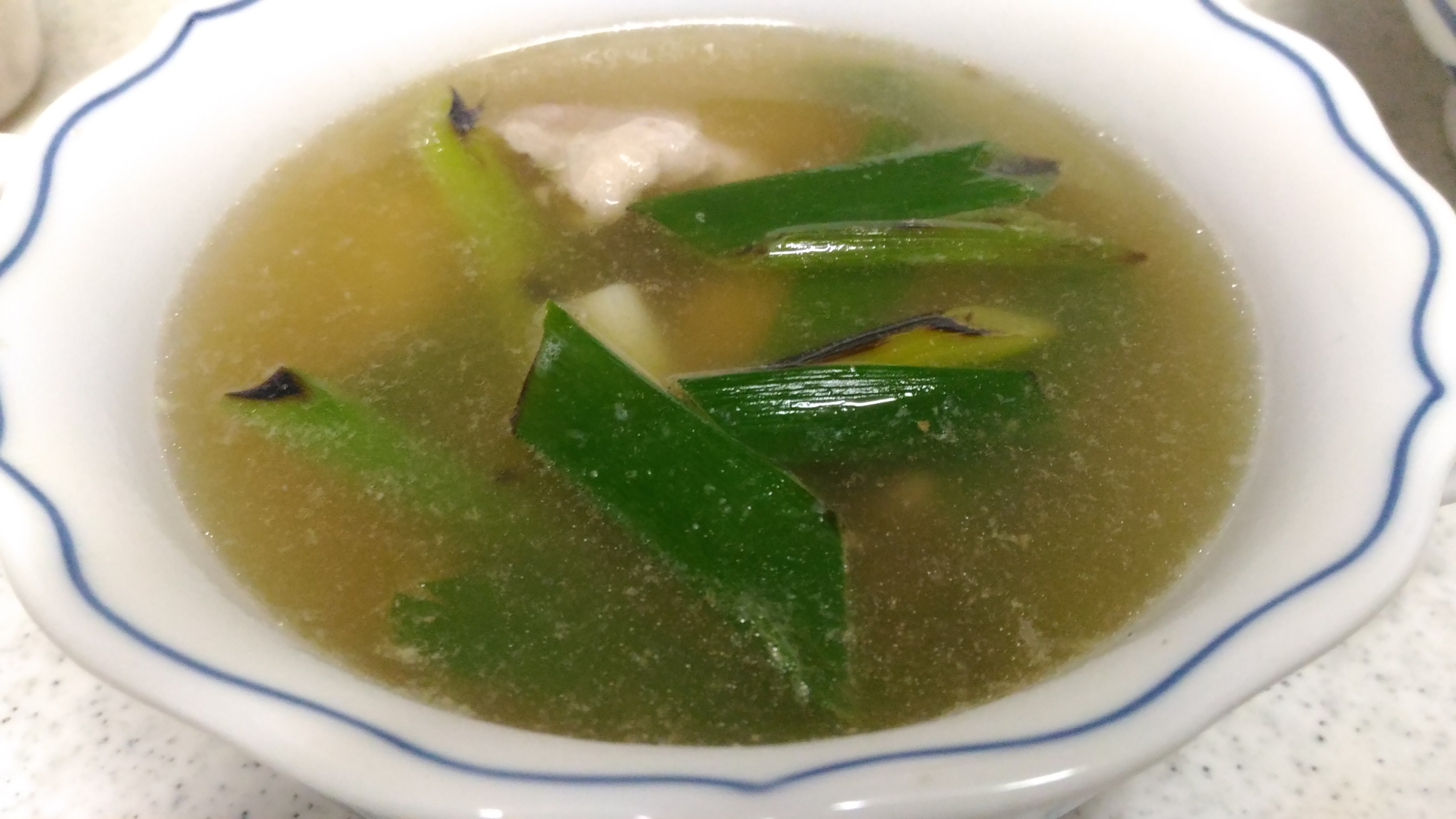 青葱と豚肉の和風スープ