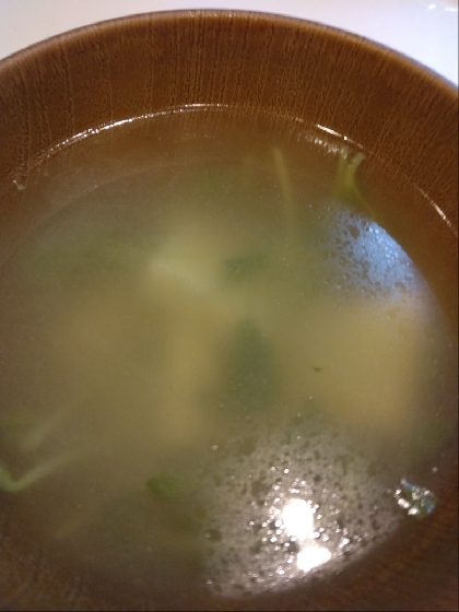 厚揚げと豆苗のお味噌汁 *ꕤ*.ﾟ