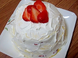 レンジで☆イチゴのショートケーキ