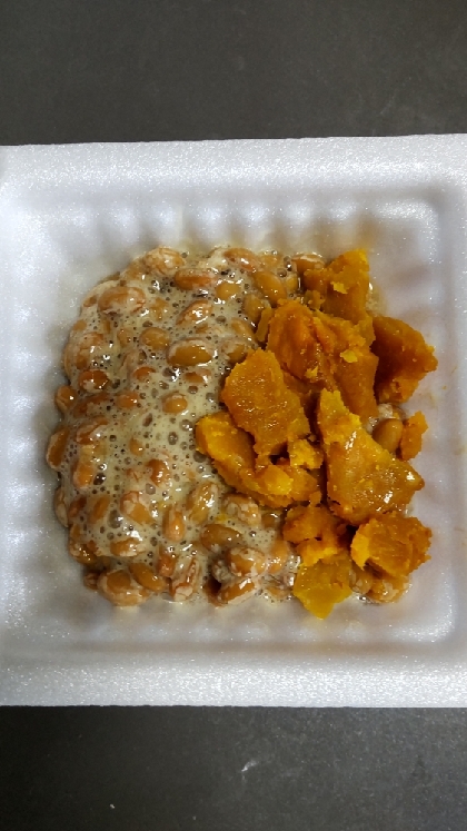 納豆丼♡かぼちゃ煮物