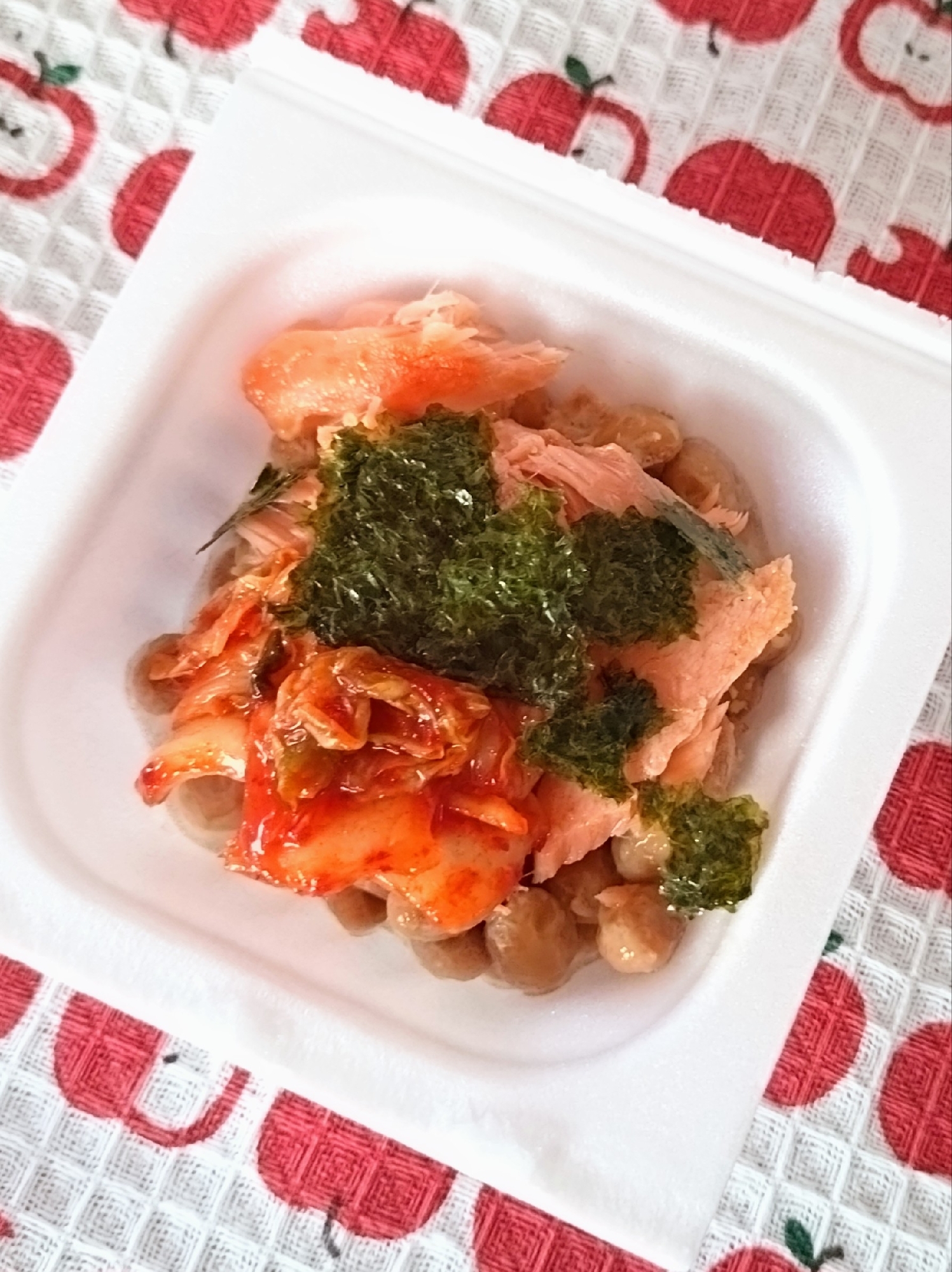 鮭とキムチ海苔納豆☆