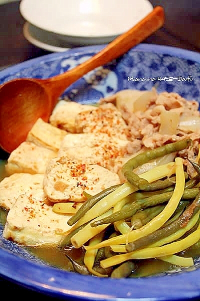 豆腐と豚ばらと隠元の煮物