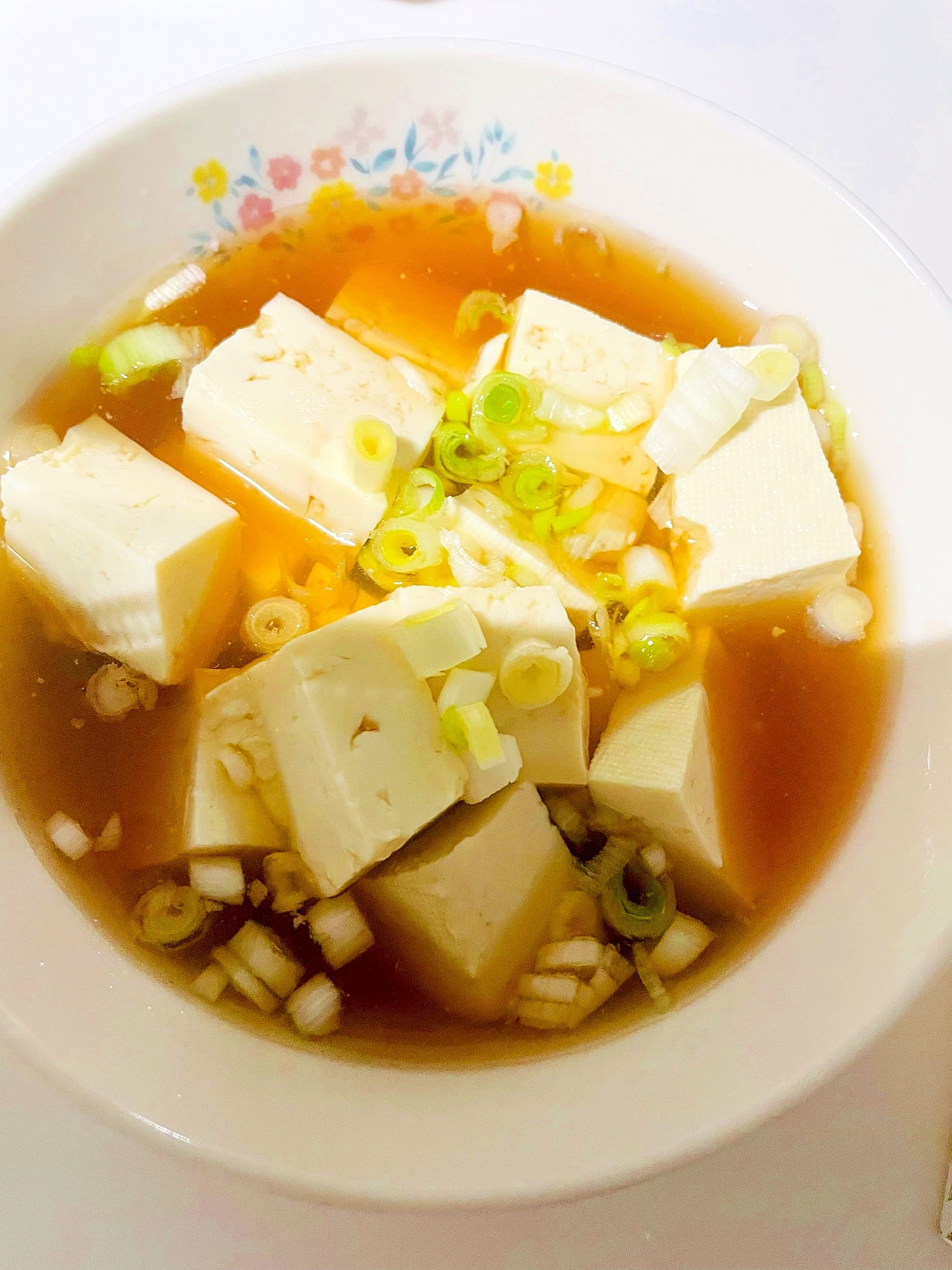 豆腐とねぎの麺つゆ煮