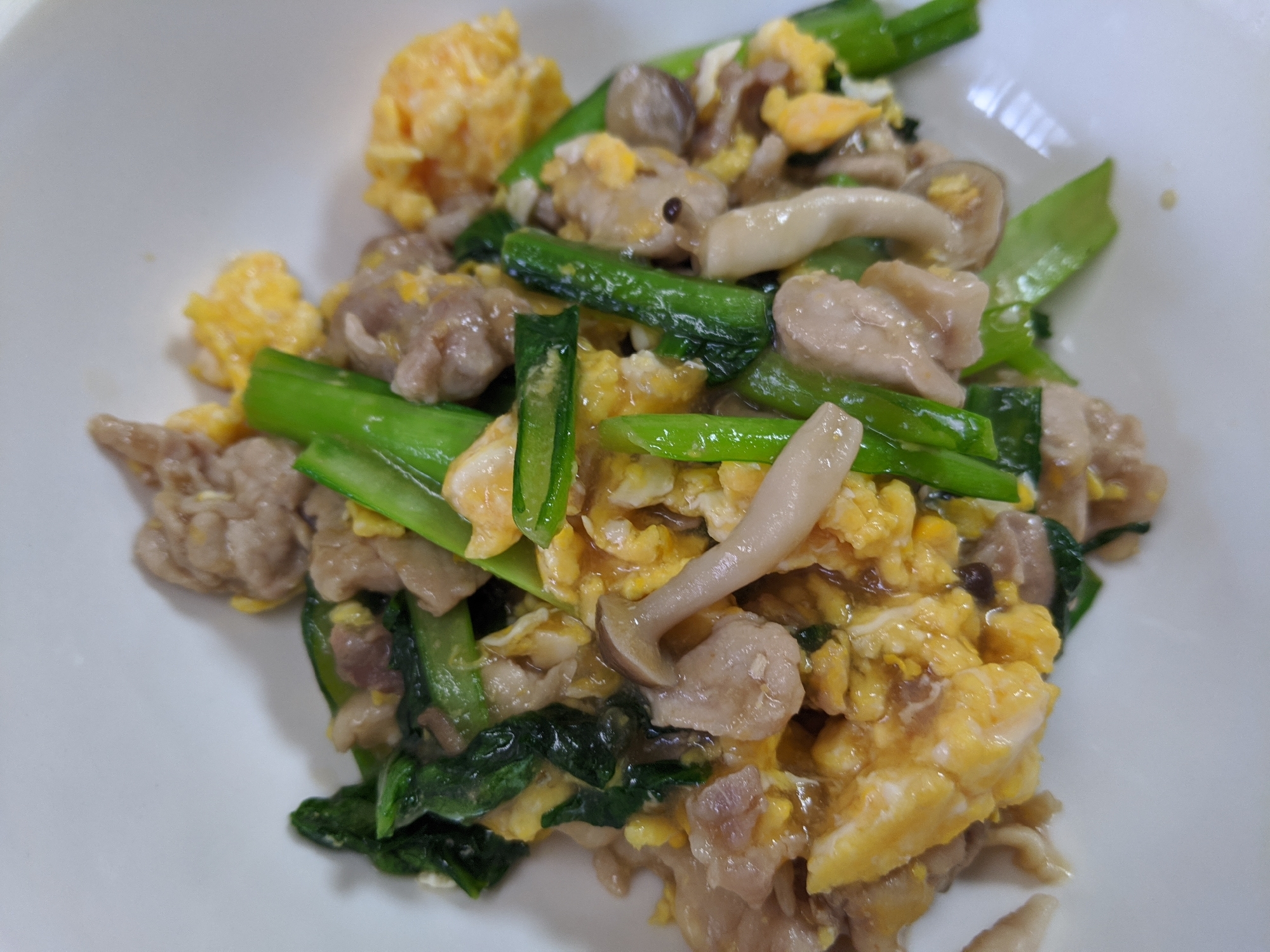 豚肉 小松菜 しめじ 卵の炒め物 レシピ 作り方 By Chun 楽天レシピ 豚肉 小松菜 しめじ 卵の炒め物 レシピ 作り方 By Chun 楽天レシピ