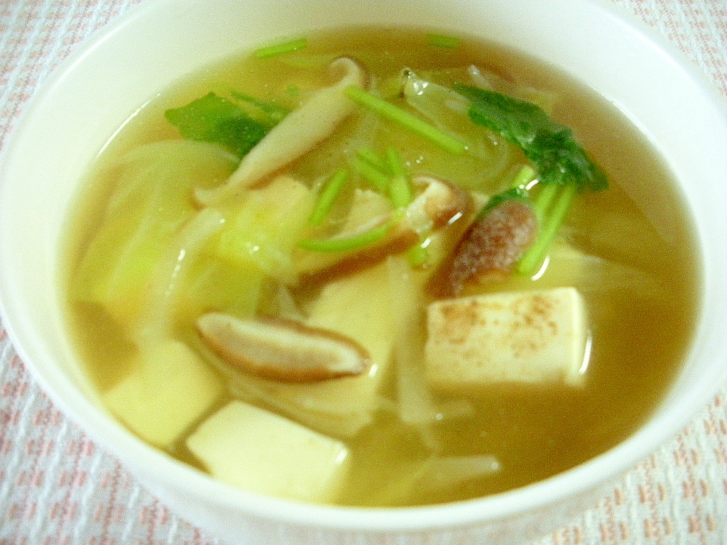豆腐とキャベツとしいたけのスープ