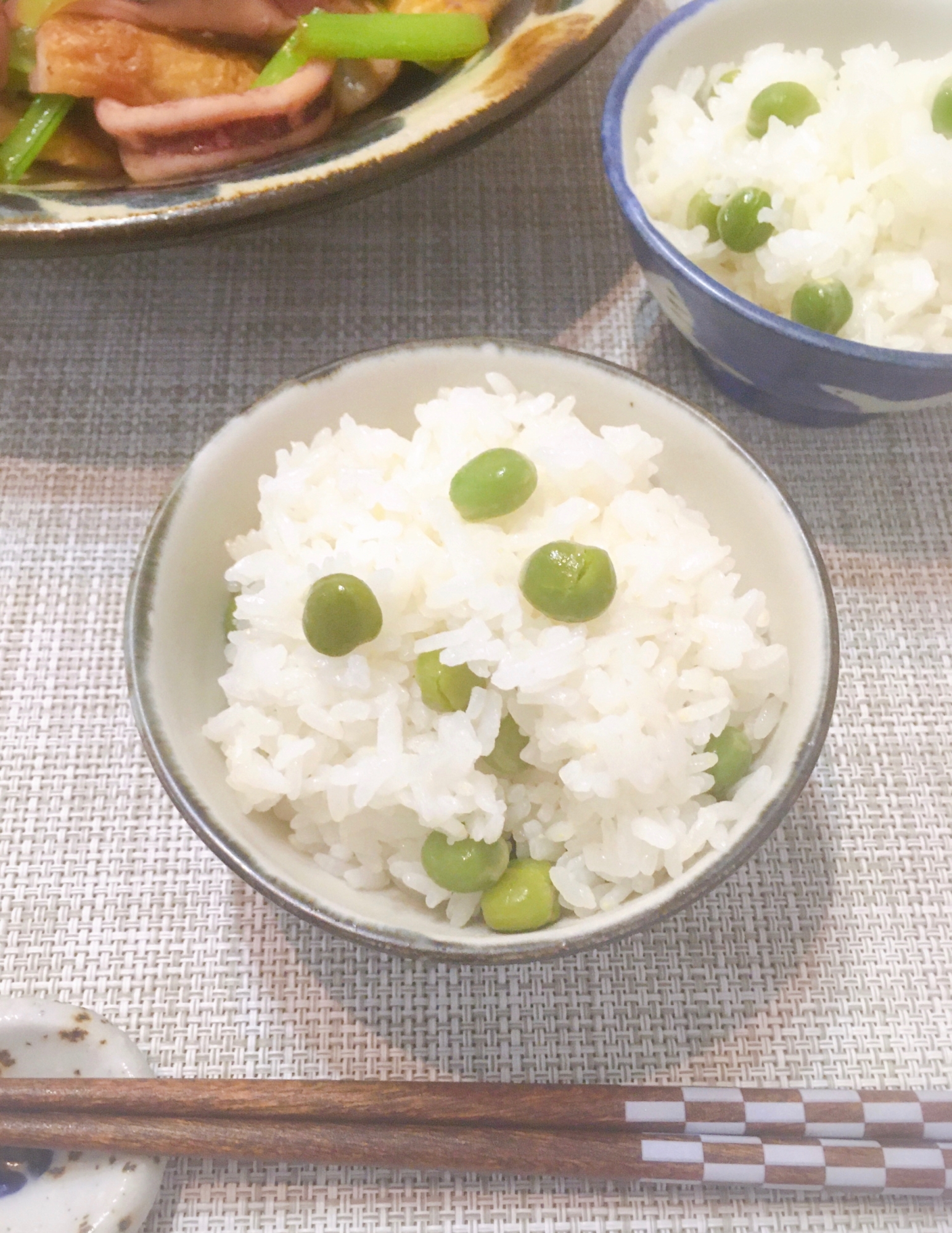 春の風味♡塩えんどう豆の混ぜご飯