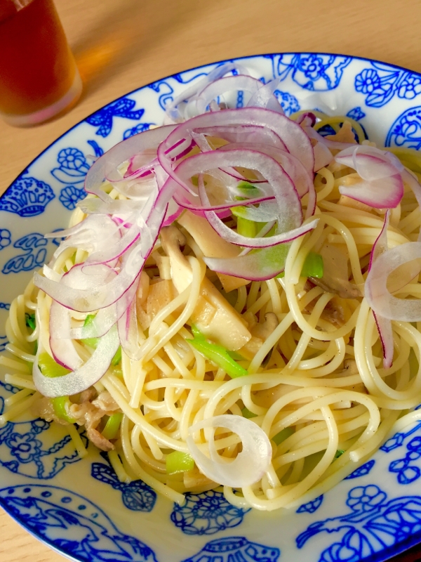 冷製豚しゃぶときのこのポン酢パスタ