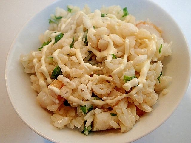 ❤麺つゆで　水菜と竹輪の混ぜごはん❤