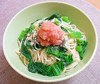 青高菜と明太子のパスタ