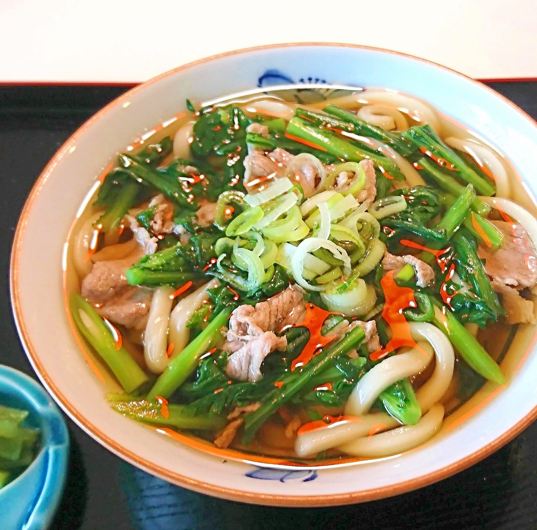 春菊と豚肉のうどん