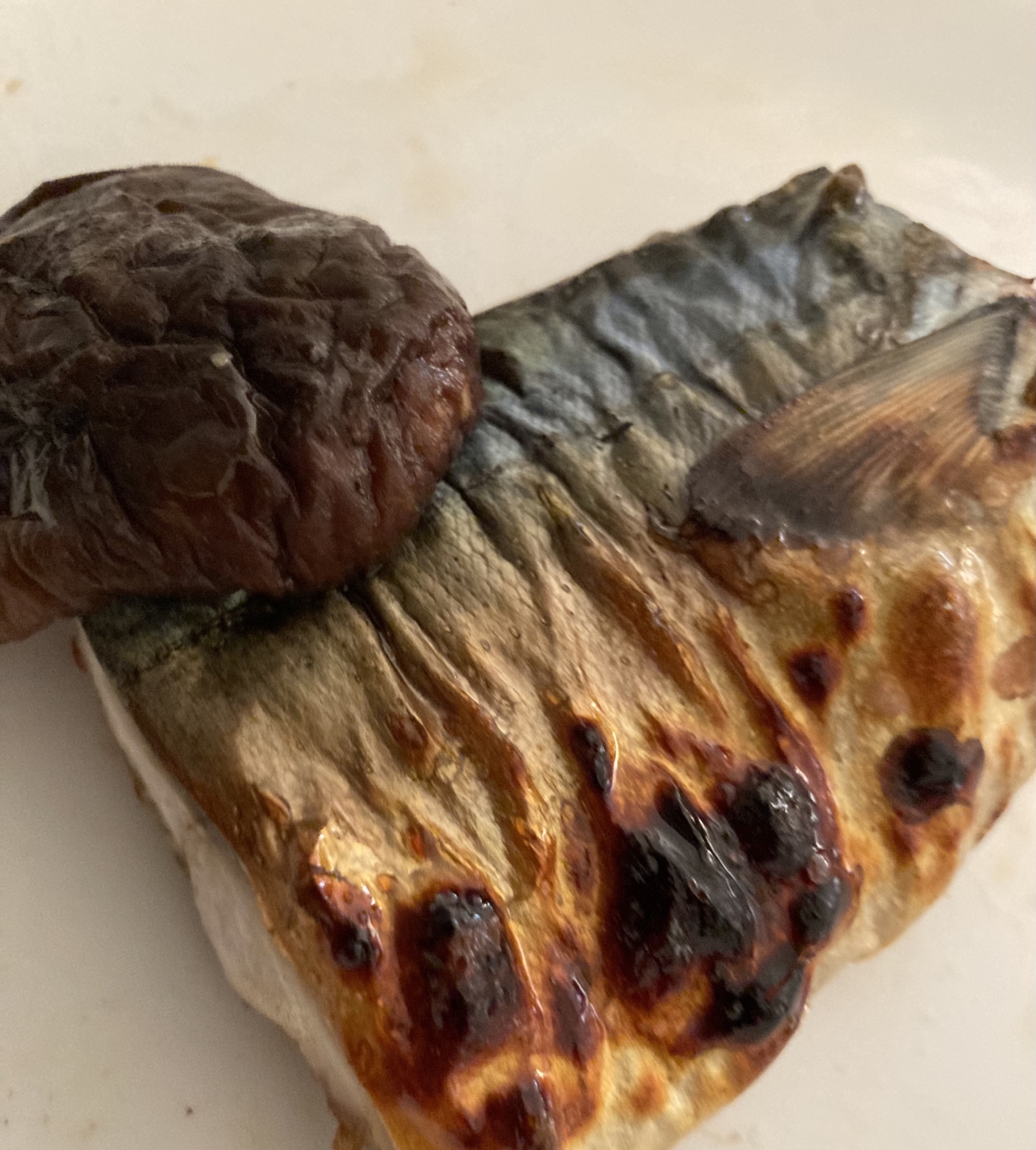 干し椎茸と真鯖の塩焼き