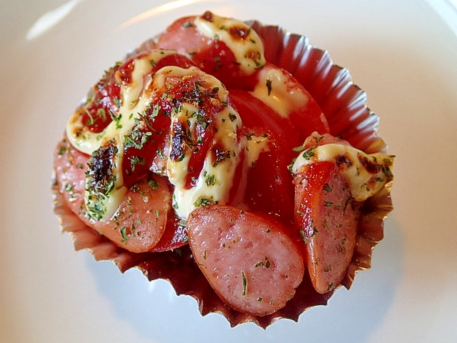 お弁当 トマトとウインナーのケチャマヨカップ レシピ 作り方 By ぷ みぃまま 楽天レシピ