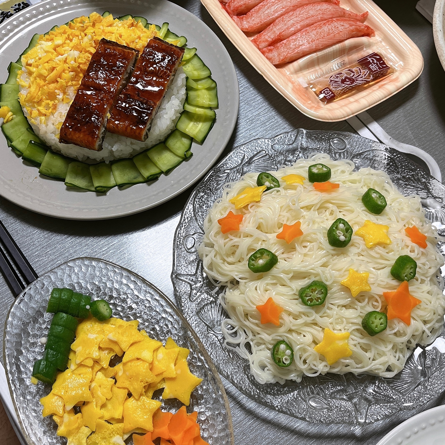 簡単★七夕素麺と七夕寿司