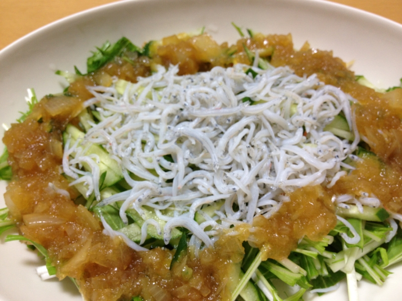 水菜としらすのサラダ おろし玉ねぎドレッシング レシピ 作り方 By くまやこ 楽天レシピ