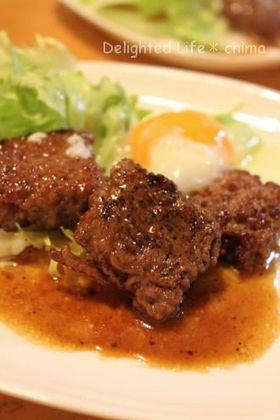 ひき肉ステーキの照焼き