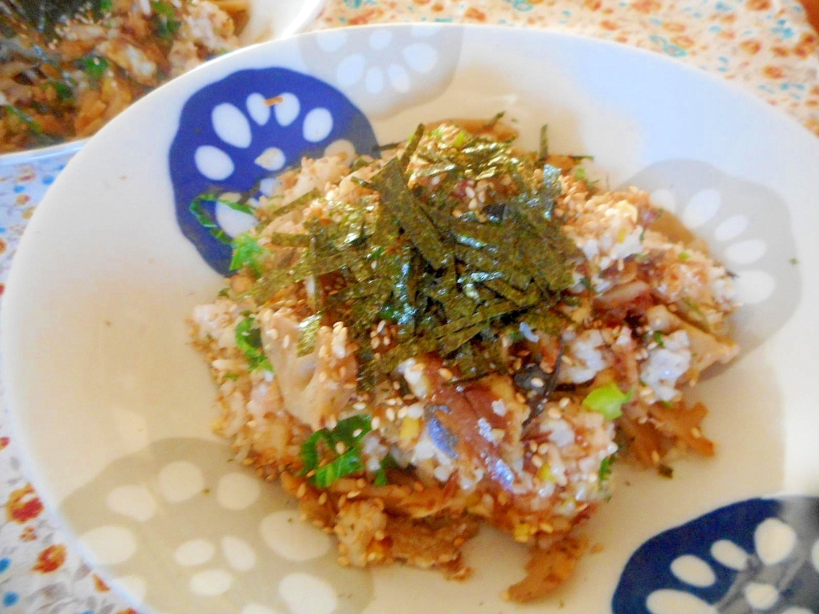 アジの開きとワサビ菜のチャーハン