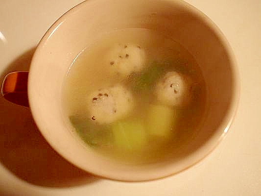 圧力鍋で♪　下田葱とおから団子で中華スープ
