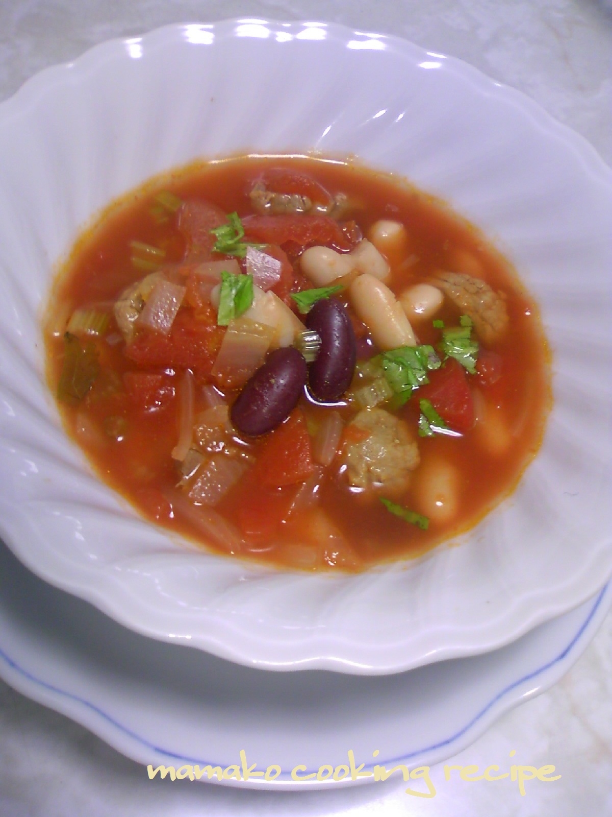 水煮豆DE簡単♡たっぷりお豆と牛肉のスープ♡