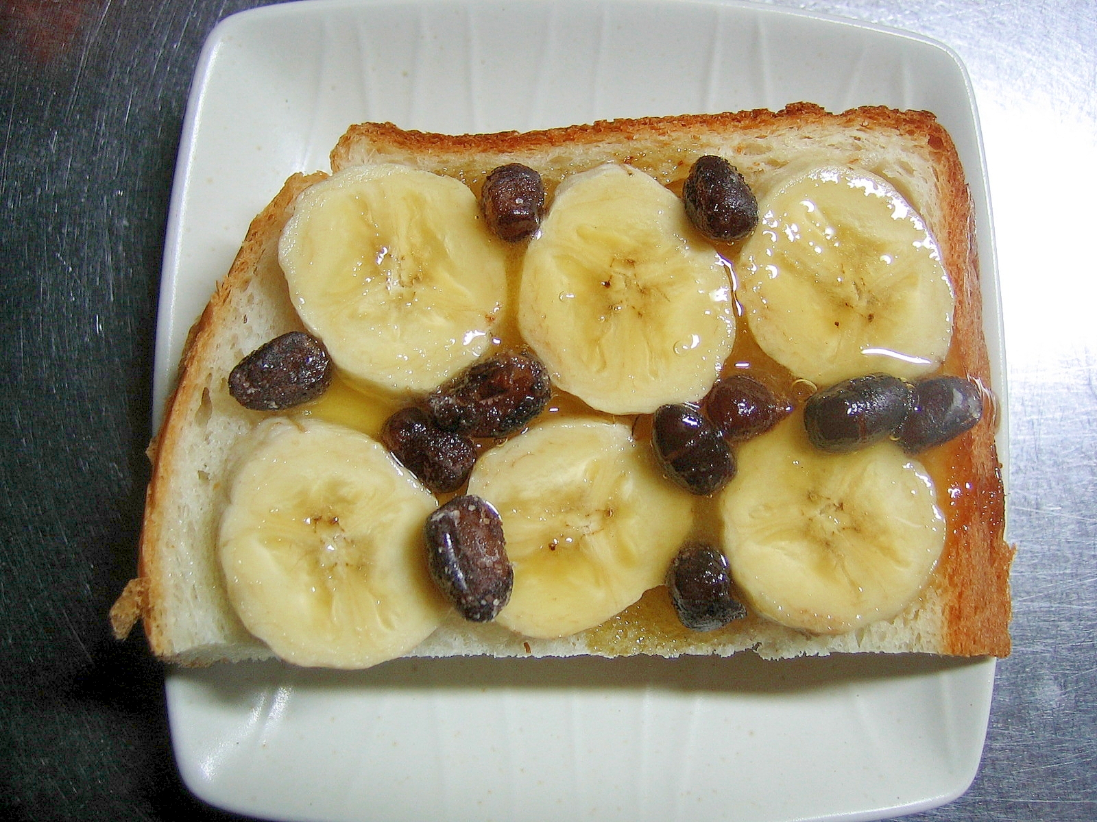 甘納豆＆バナナの蜂蜜トースト