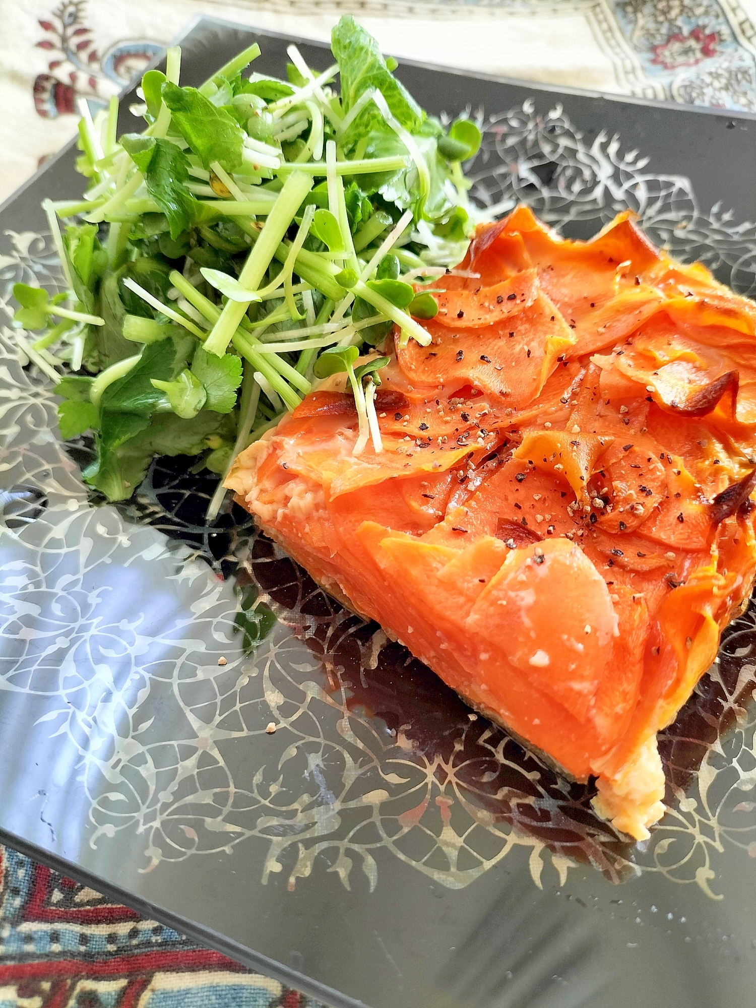 美容健康に♪ひらひら人参の和風キッシュ風♪