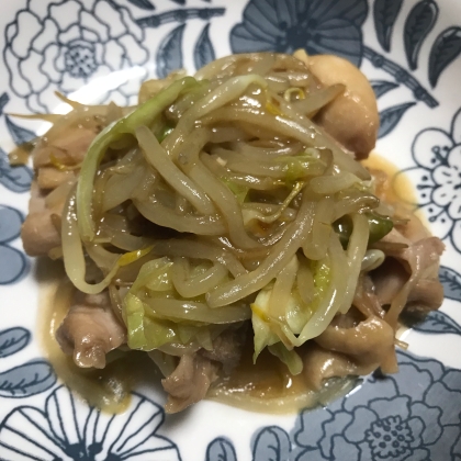 電子レンジで(^^)鶏もも肉ともやしの甘辛蒸し♪