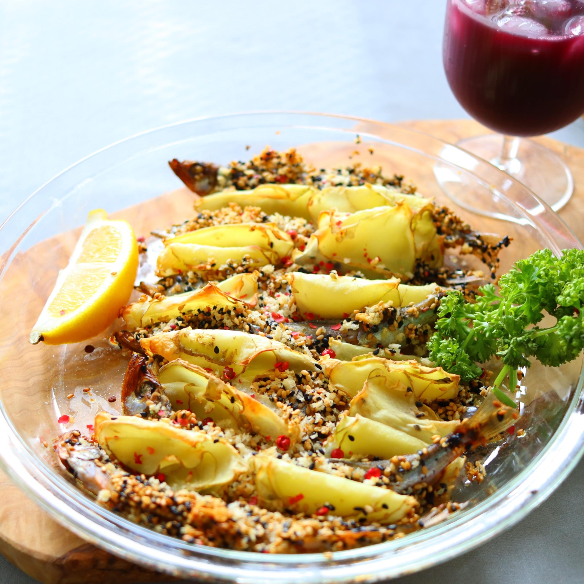 じゃが芋&ししゃもの胡麻マヨ焼き