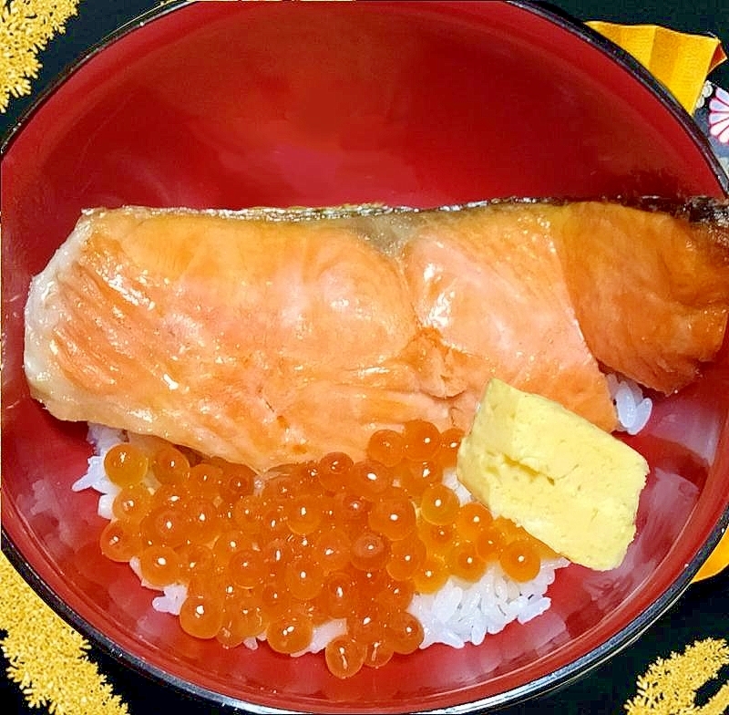 いくらと鮭の親子丼❤玉子焼き添え