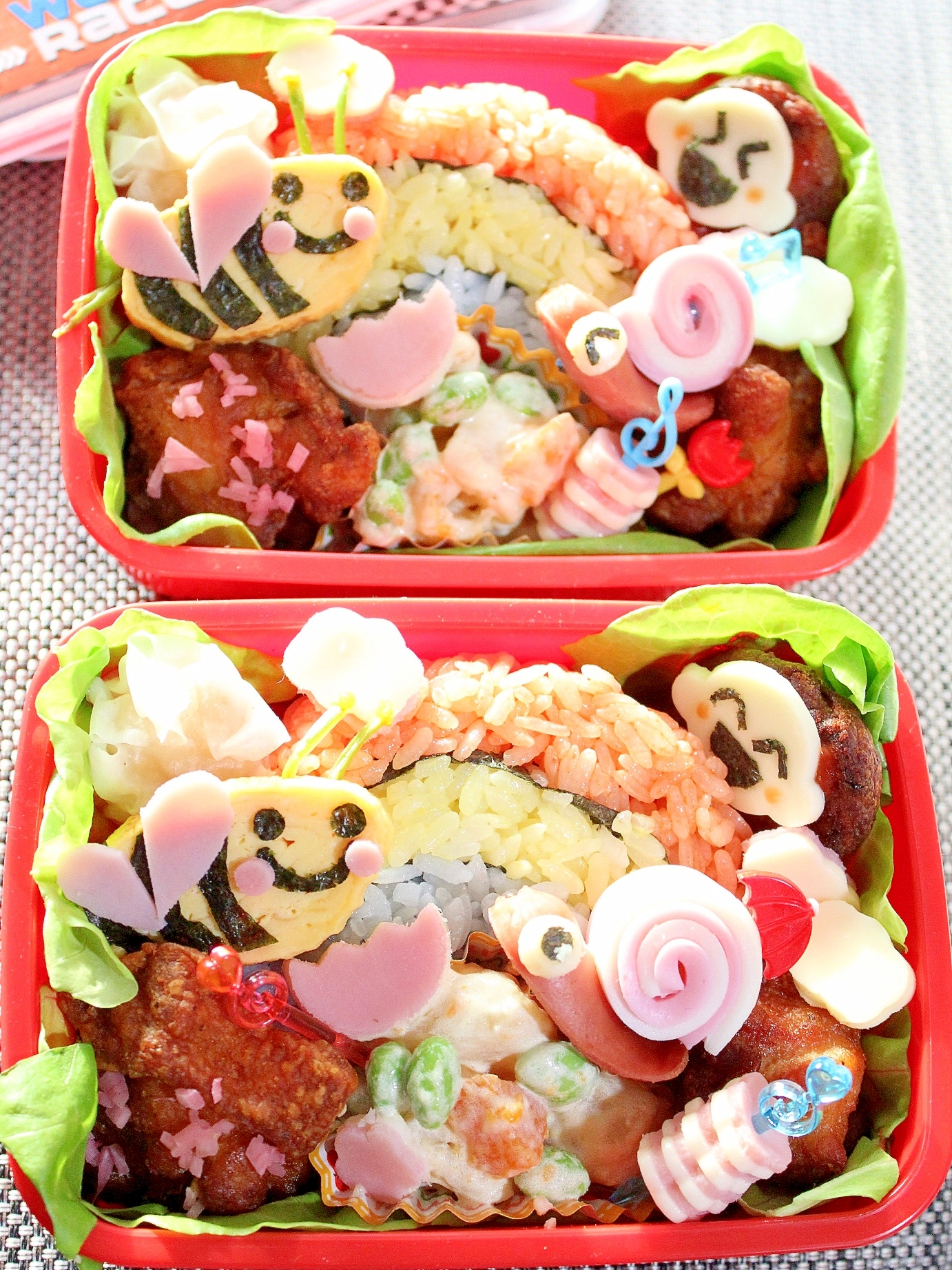 キャラ弁 虹色ごはん弁当 みつばち かたつむり レシピ 作り方 By ラムちゃん1224 楽天レシピ