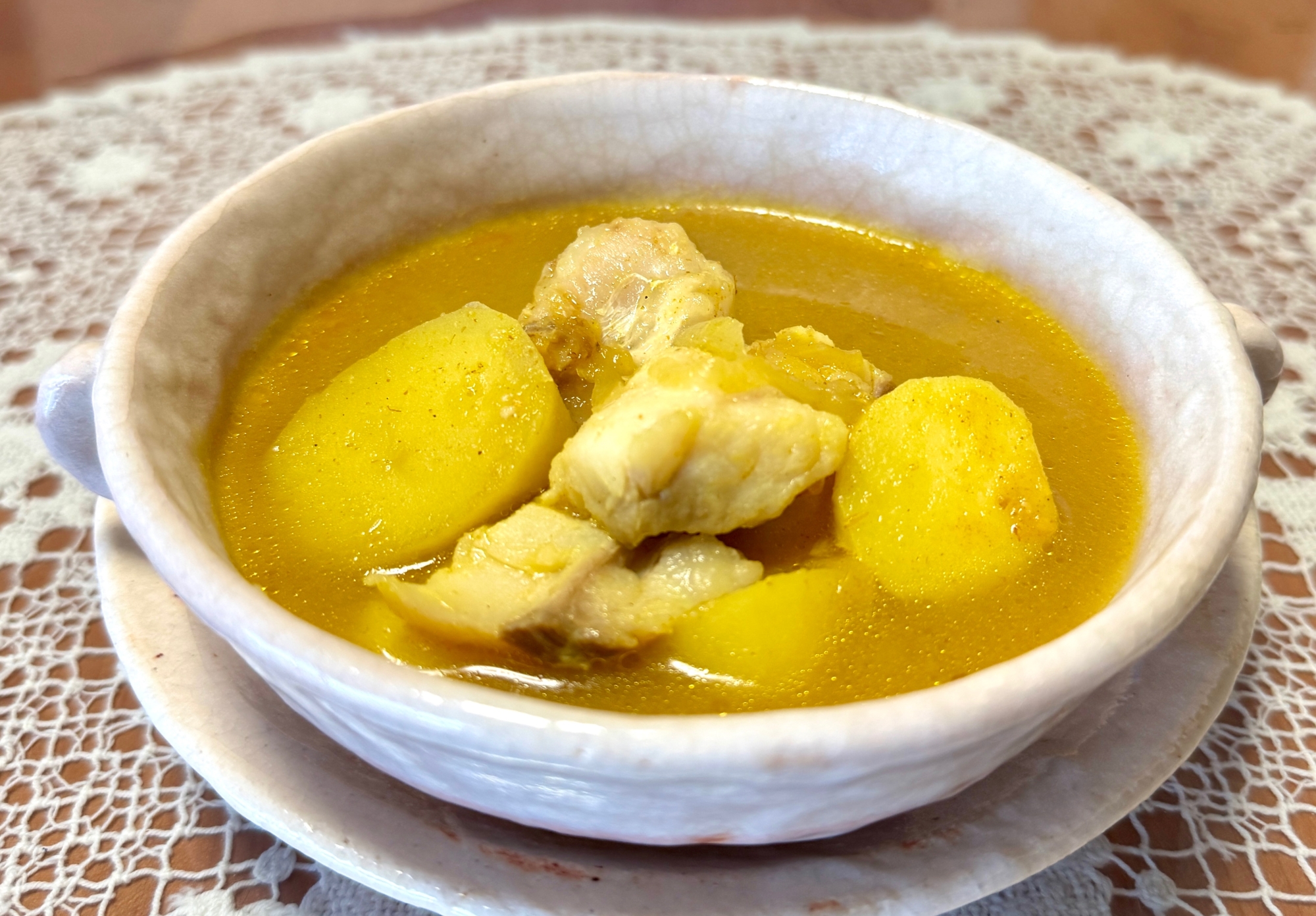 作り置きのカレー麹とじゃが芋と鱈の☆スープカレー