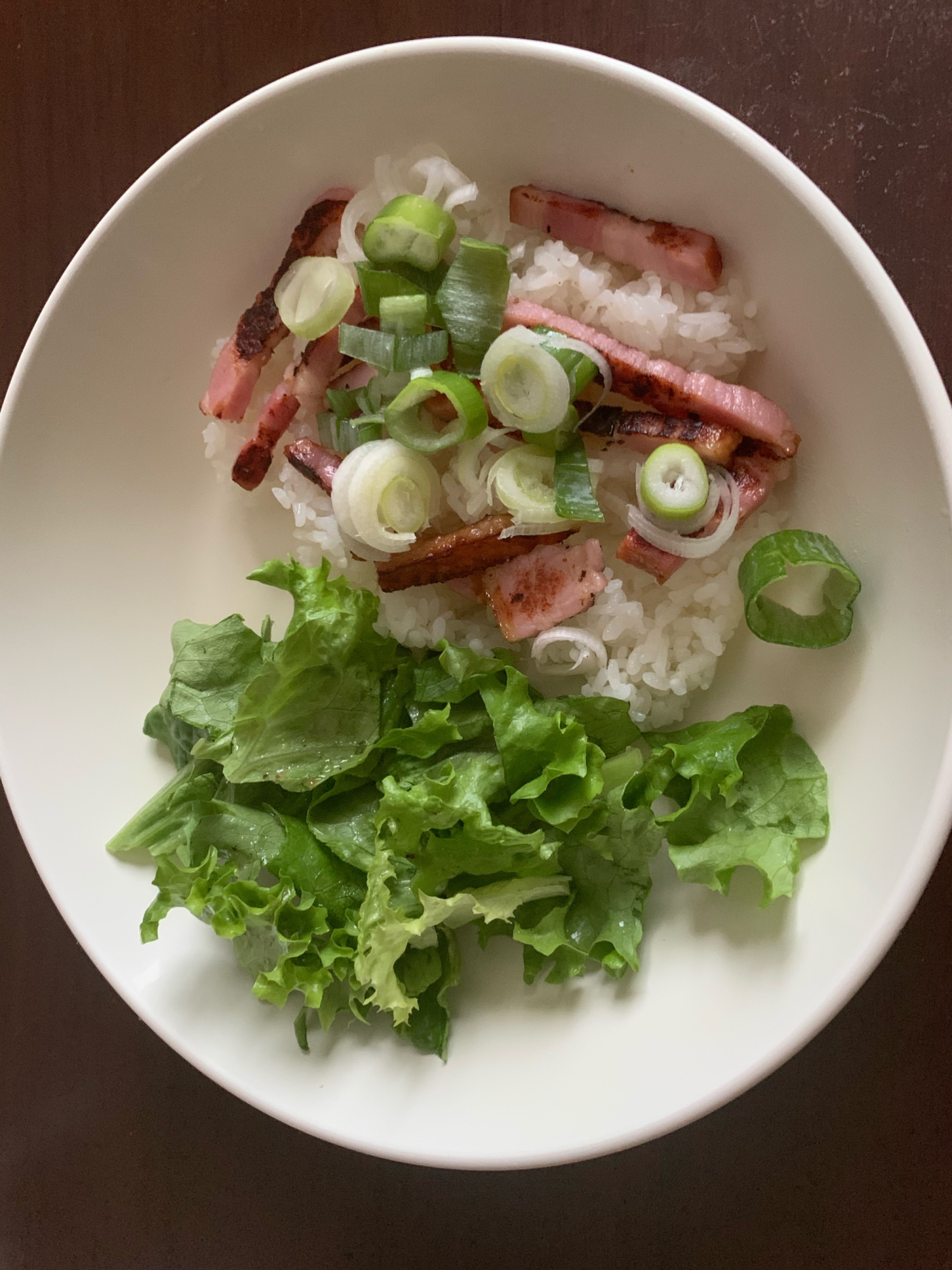 ベーコンとネギ丼