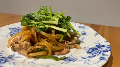 生パクチーと食べる　豚肉のエスニック炒め