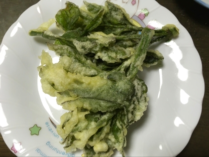 季節を感じながら作ってみました。
葉の部分も天ぷらにすると、美味し
く頂けますね。
ありがとうございました。