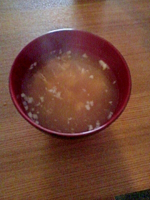 ラーメンスープで卵スープ（＾＾）