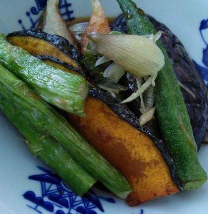 オクラかぼちゃ・なすピーマン・素揚げ野菜の味噌だれ