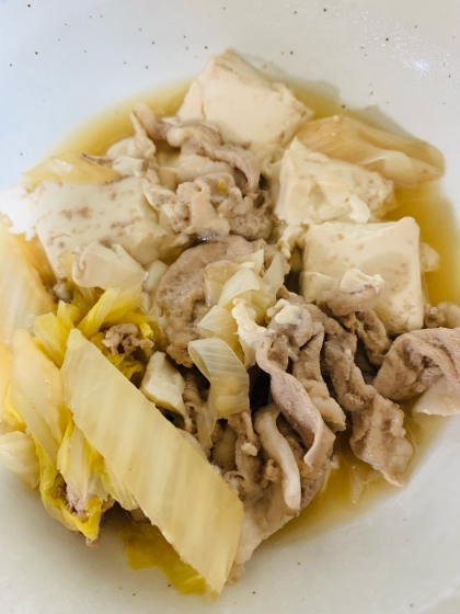豚肉と白菜と長ネギの肉豆腐鍋