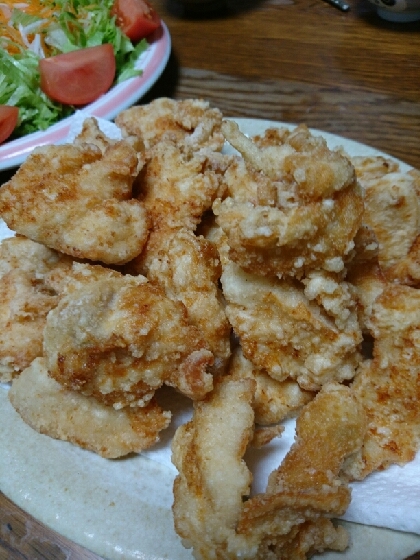 めちゃ簡単！！鶏むね肉のモミモミにんにく塩唐揚げ♡