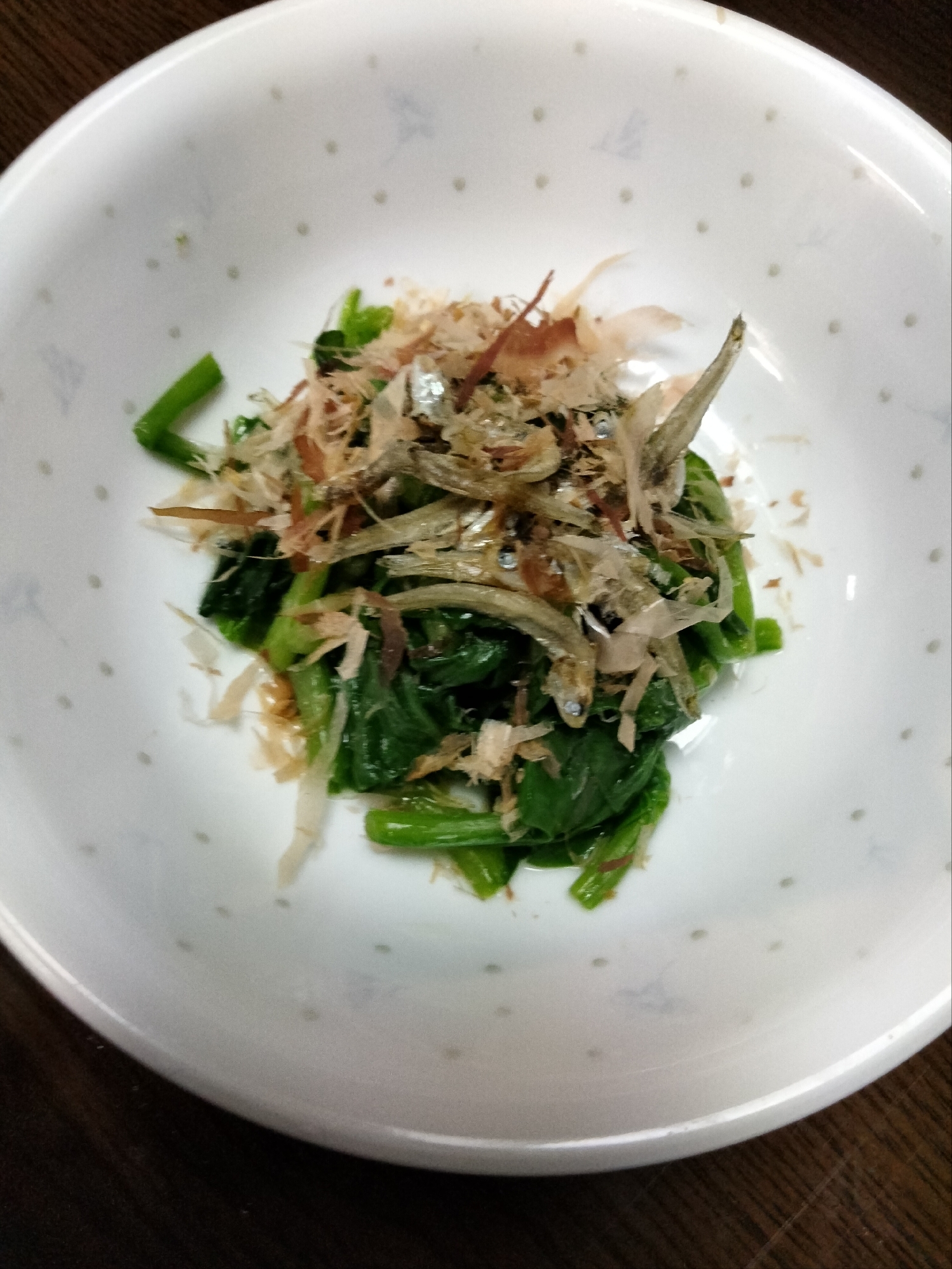 ほうれん草のおひたし かえりちりめんおかかのせて