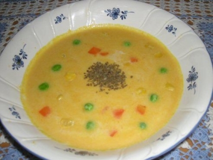 レンジで美味しいかぼちゃスープができました。
パンプキンスープはこのレシピに決まりです。