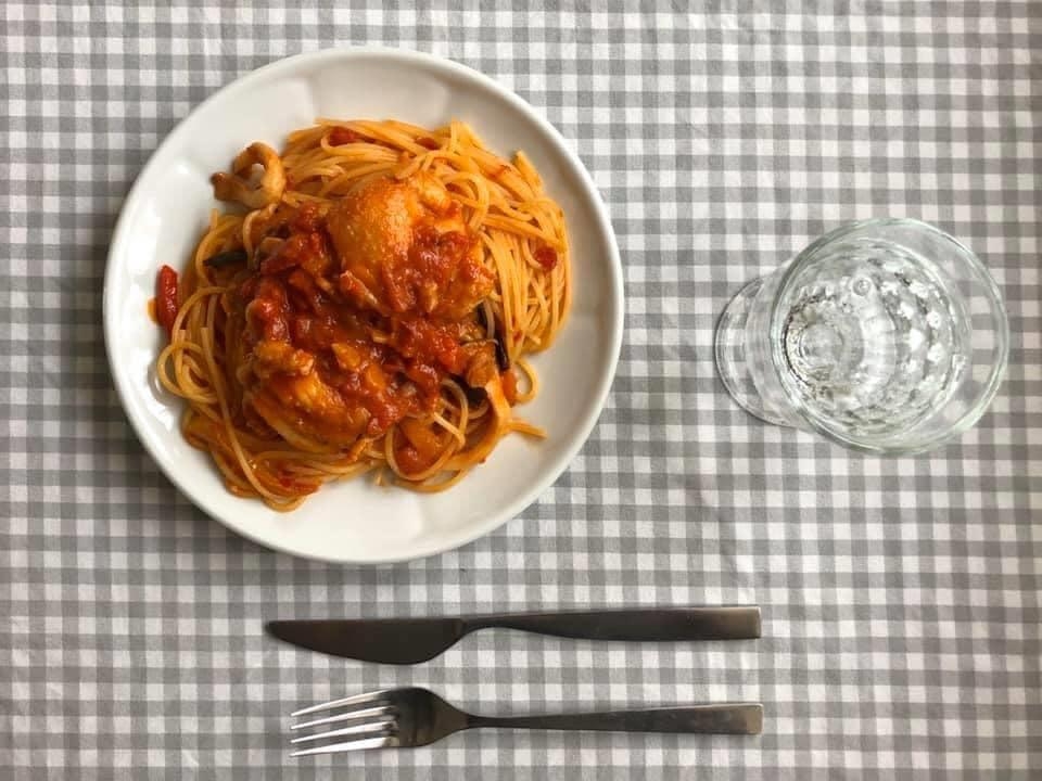 【ひとり分】鶏肉とエリンギのトマトソースのパスタ