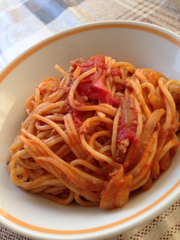 ひき肉と玉ねぎのトマトパスタ レシピ 作り方 By ろみちゃん 楽天レシピ