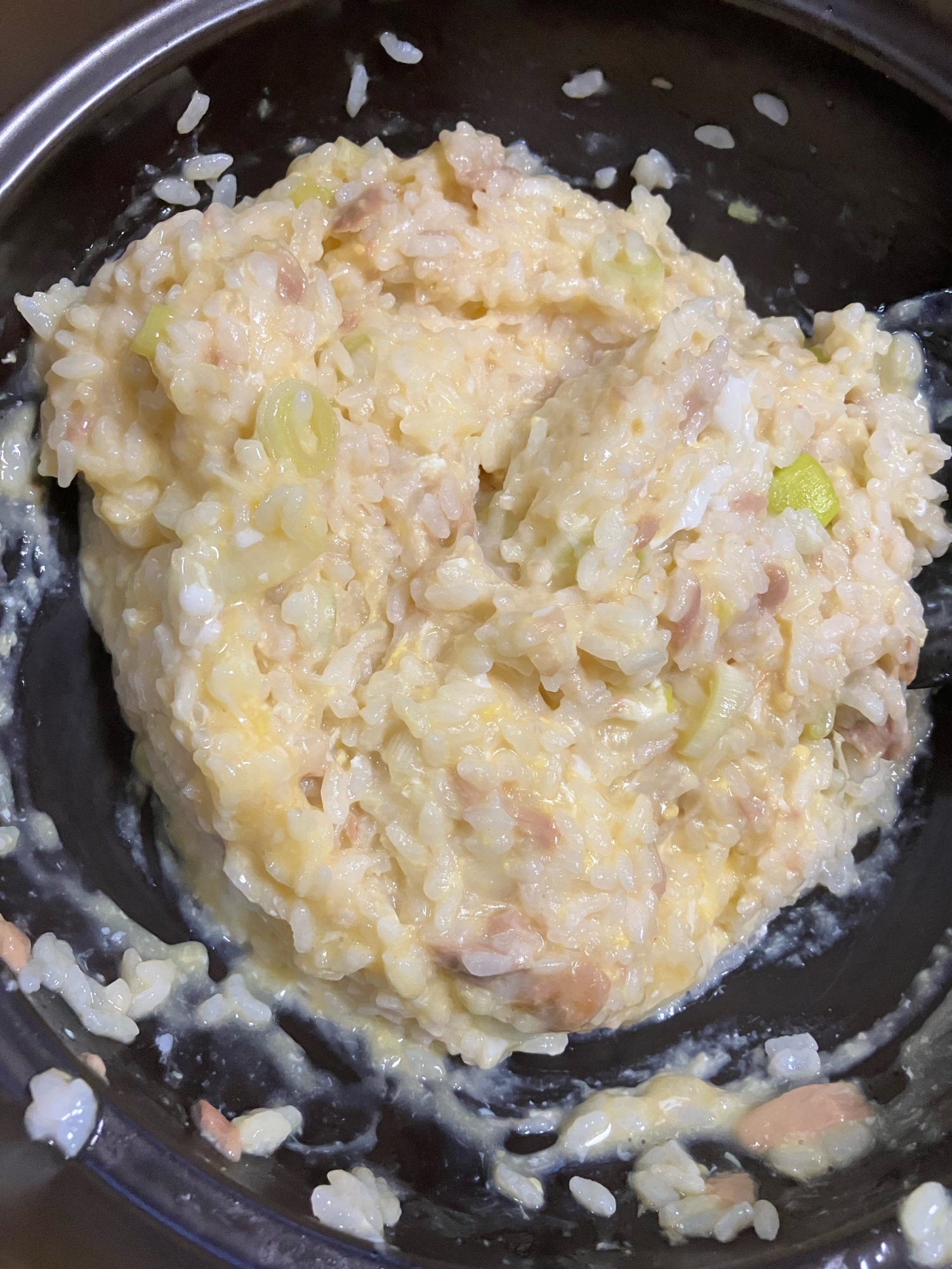 長ネギとツナ缶の白だしリゾット