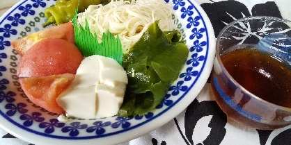 豆腐サラダで冷やし素麺